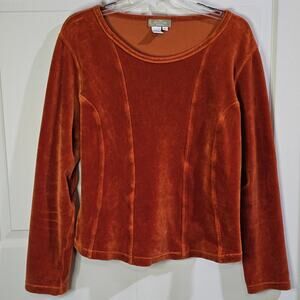 Territory Ahead Top Womens XL Velvet Burnt Orange Romantic Boho Vintage Designer
